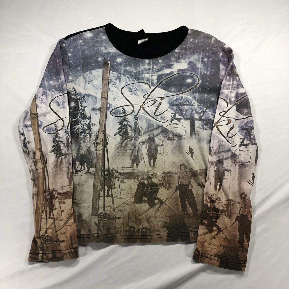 Vtg San‎ Segal SKI BRECKENRIDGE Long Sleeve Cotton Top Jersey L Sansegal Retro